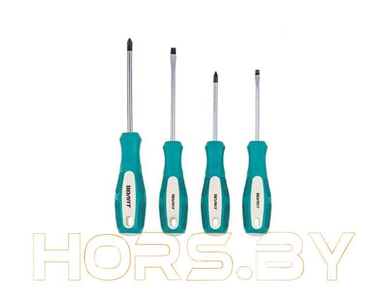 Набор отверток 4шт (SL4х75,SL5х100,PH1х75,PH2х100) ВОЛАТ (двухкомп. рукоятка Anti-Slip) (17085-04)