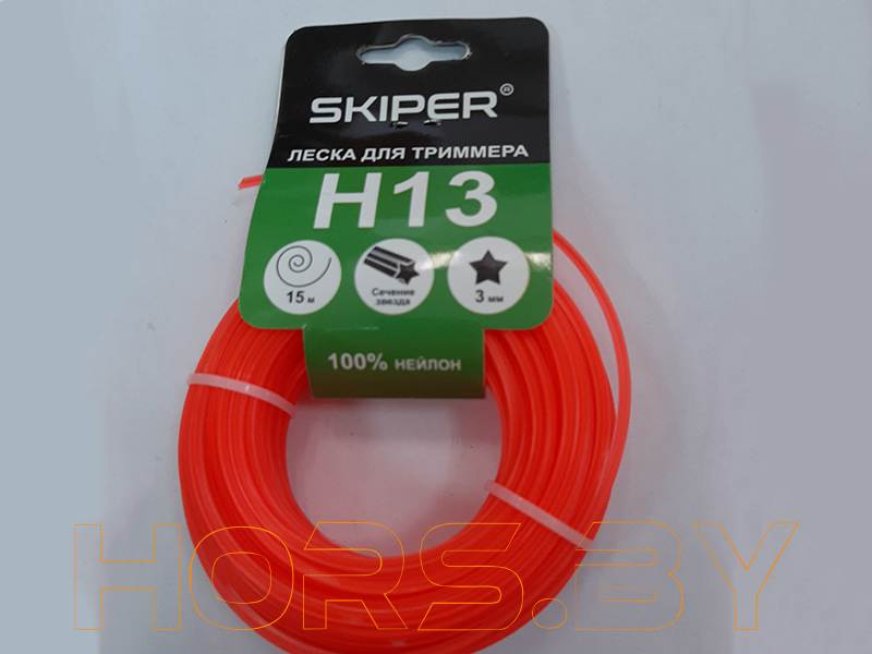 Леска ф 2,4 мм х 15 м квадратн. сеч. (оранж.) SKIPER H06