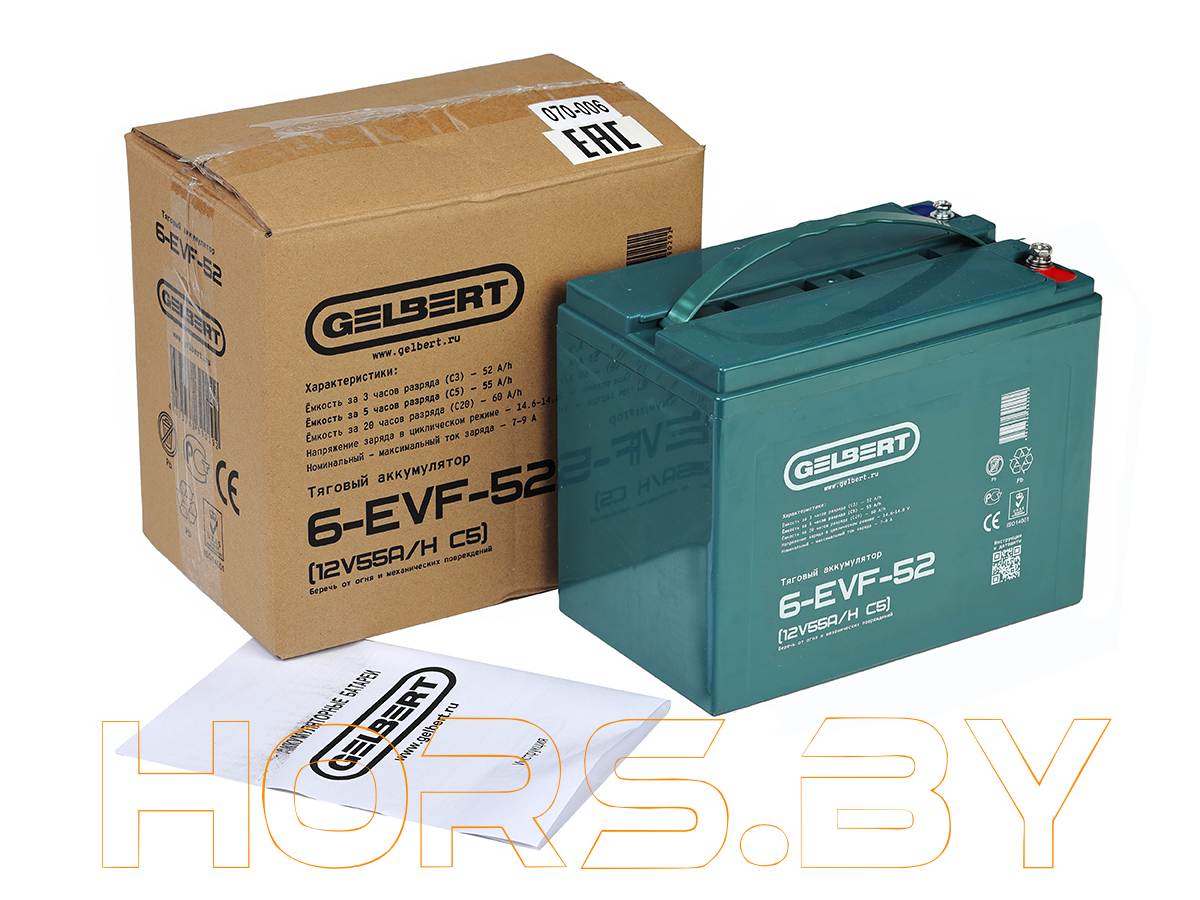 Тяговый аккумулятор Gelbert 6-EVF-52 (12V55A/H C5) купить дешево