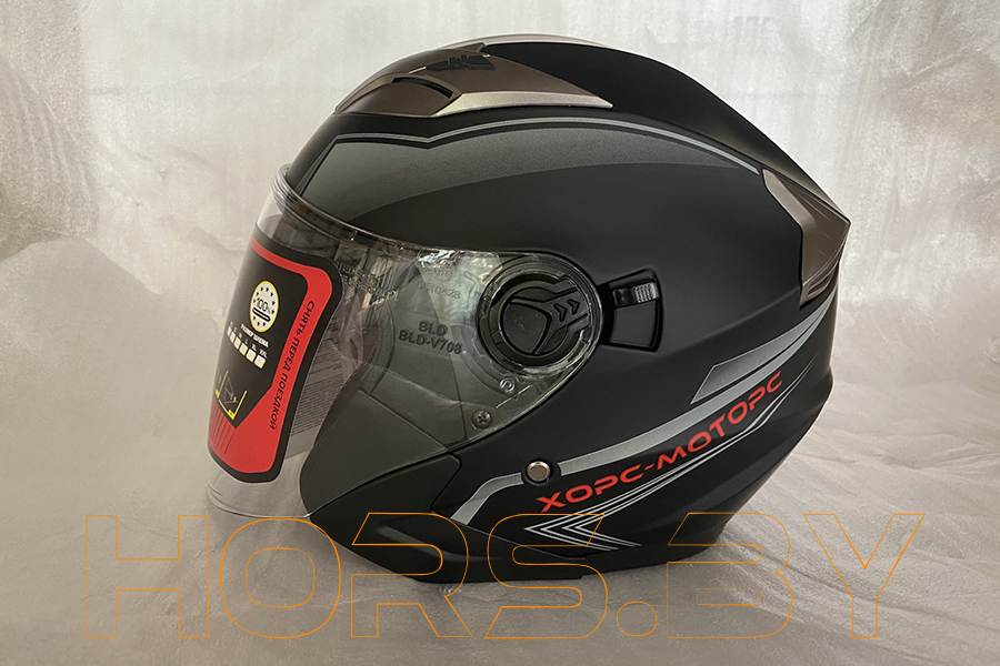 Мотошлем Хорс-Моторс BLD-708 (чёрно-белый L)